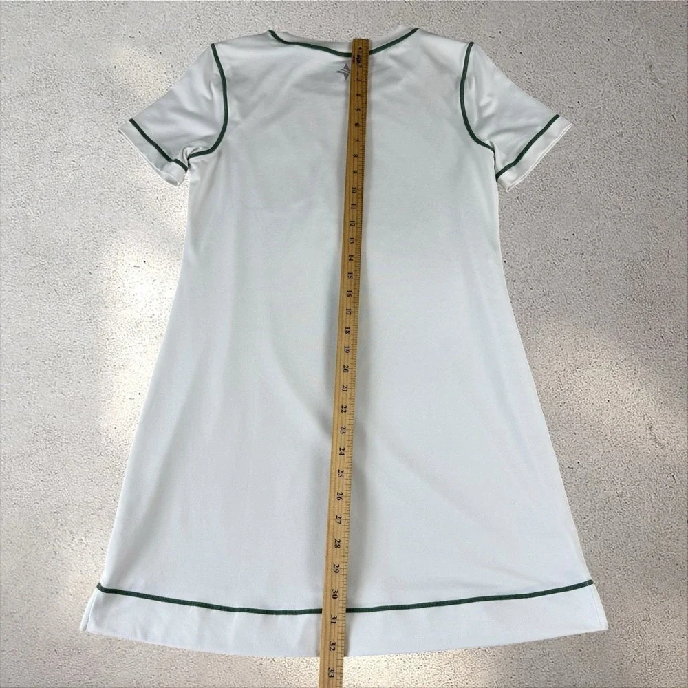 Tuckernuck Tennis Sport Dress White Green Trim Front Pocket Preppy Sz Small
